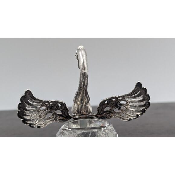Sterling Silver & Crystal Swan Salt Pepper Cellar Articulated Raimond W. Germany - Picture 13 of 15